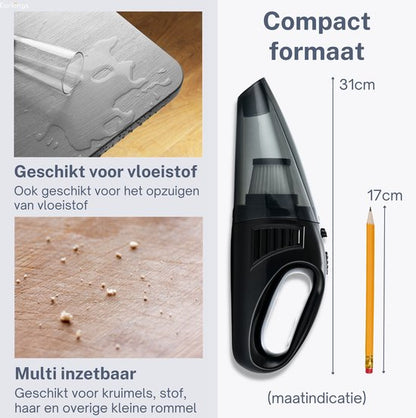 Kruimeldief Stofzuiger Snoerloos met 3 Opzetstukken incl. HEPA Filter - Earkings