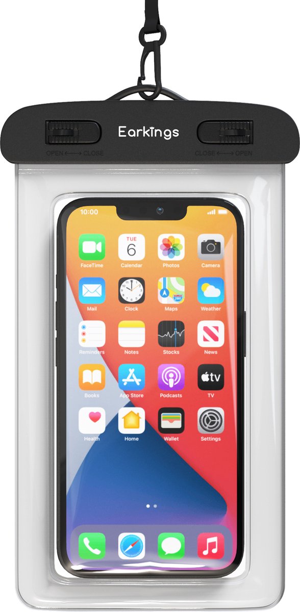 Waterdichte telefoonhoesjes Set van 2 stuks - zwart & wit - Earkings