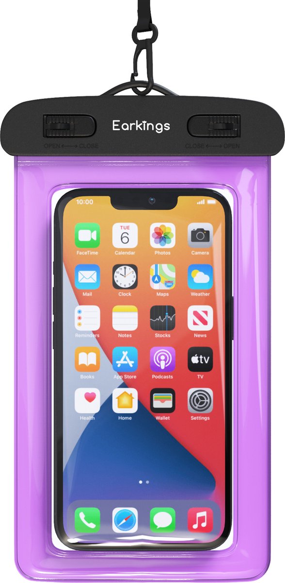 Waterdichte telefoonhoesjes Set van 2 stuks - zwart & paars - Earkings
