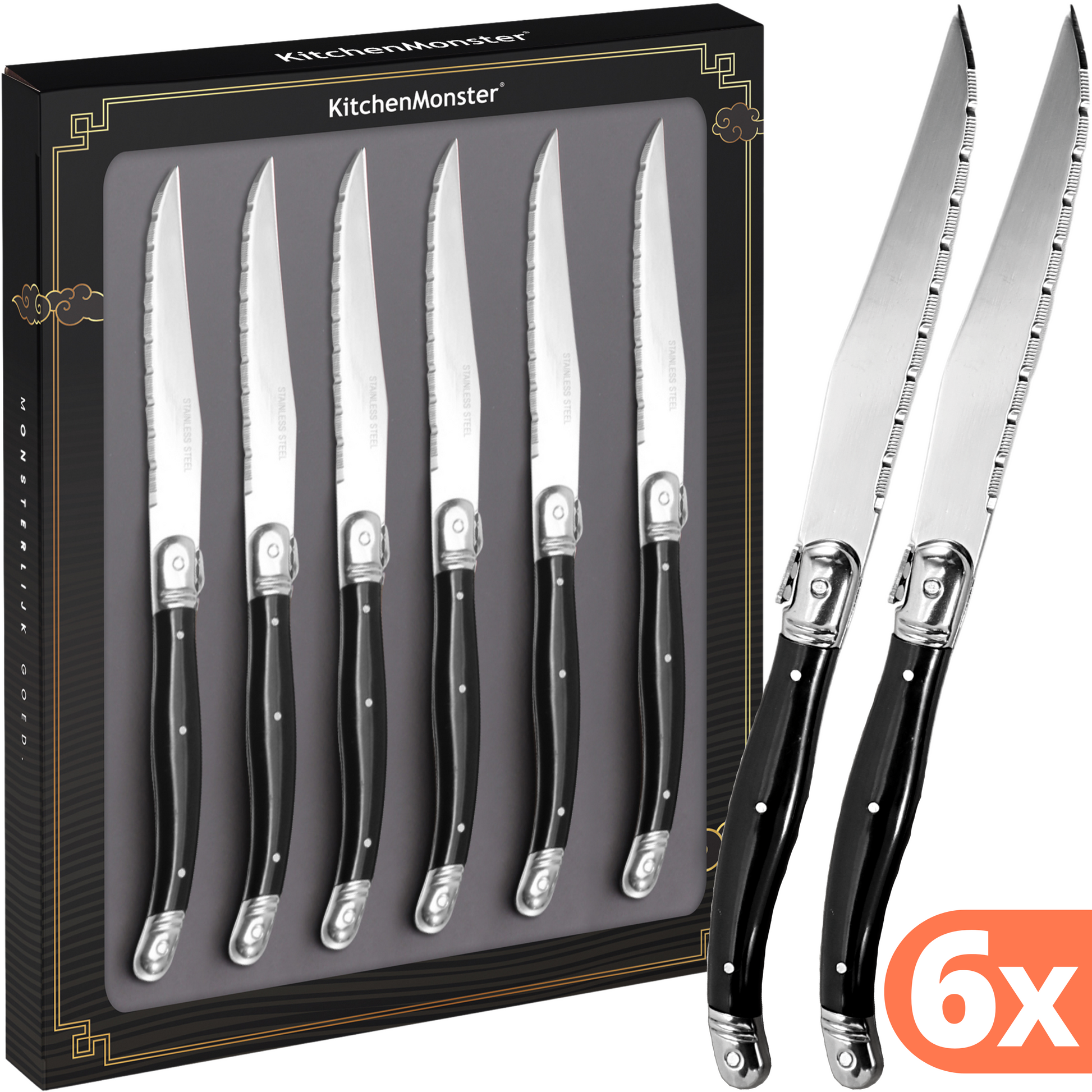 KitchenMonster® Steakmessen set van 6 - Earkings