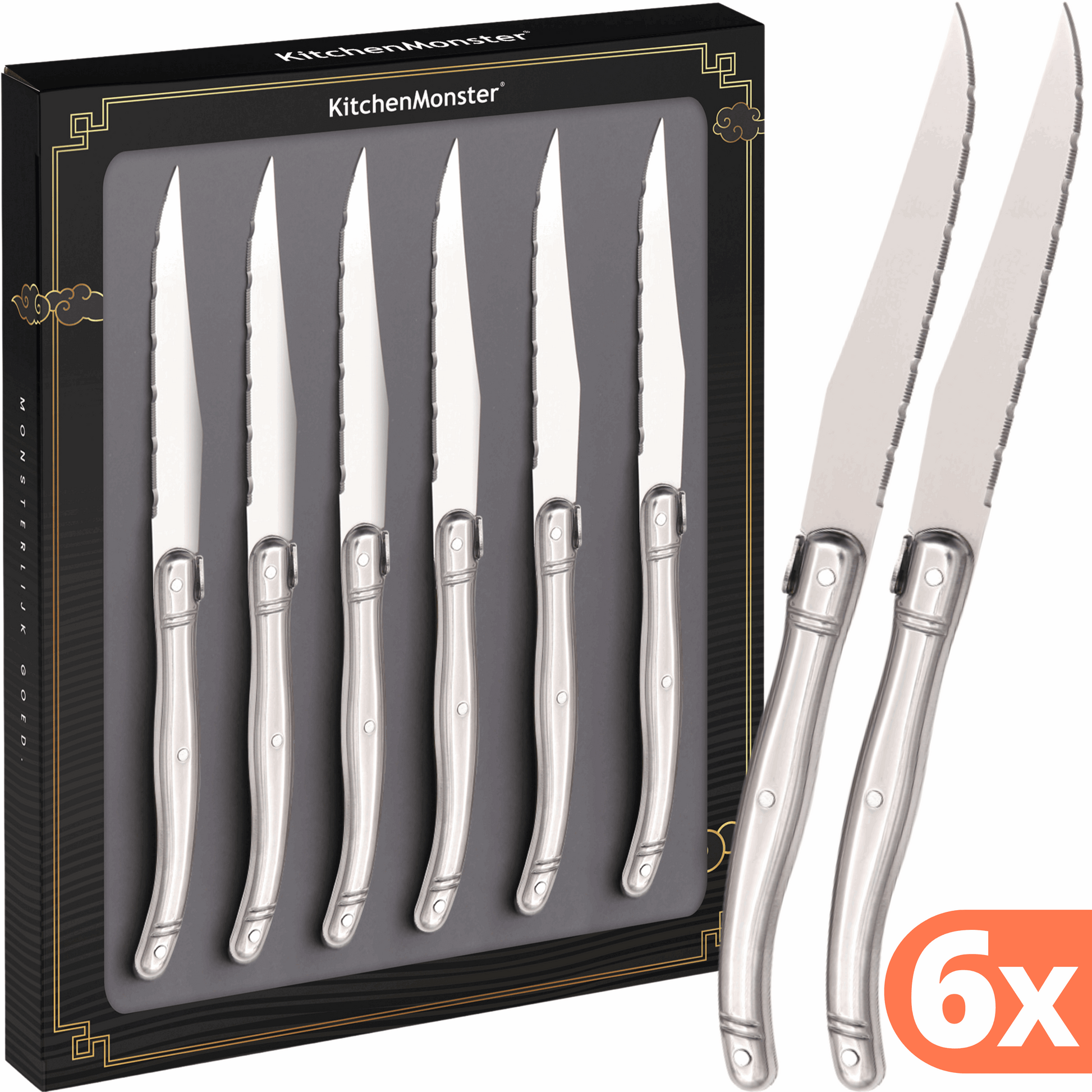 KitchenMonster® Steakmessen set van 6 - Earkings