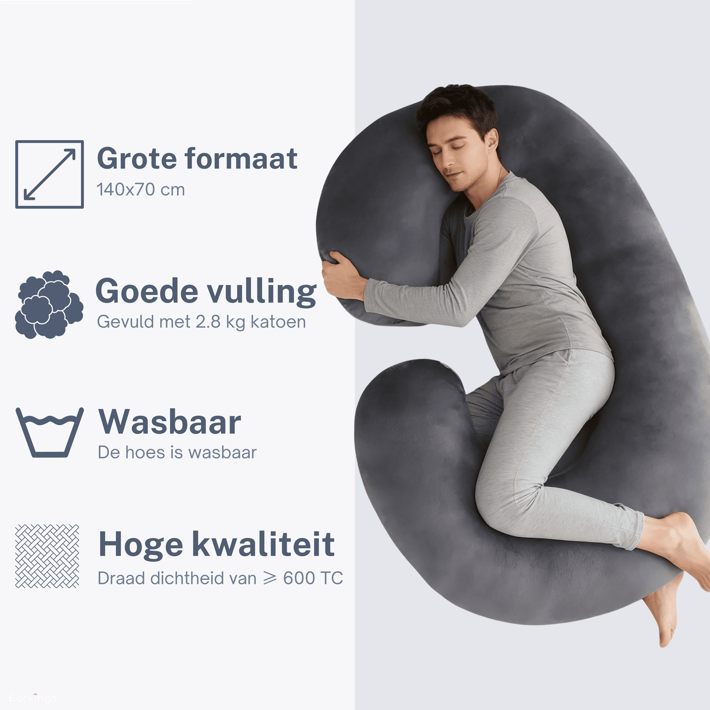 Schwangerschaftskissen Seitenschlafkissen 140x80cm