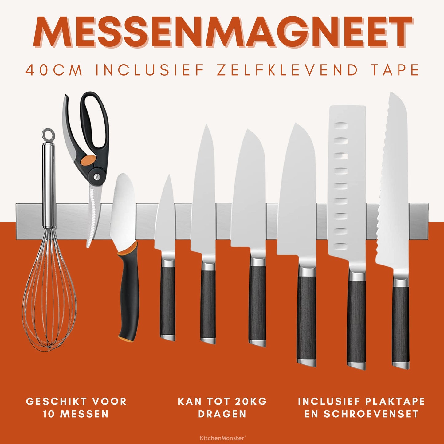 KitchenMonster® Messermagnet 40cm