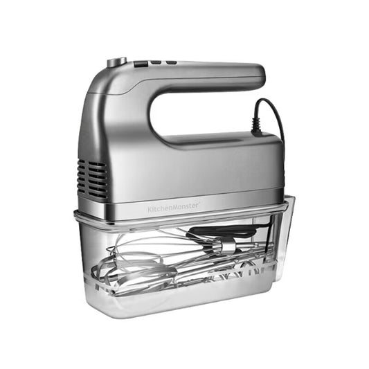 KitchenMonster® Handmixer - Mixer met 9 Snelheden en Timer - 2 Kloppers & 2 Deeghaken & Garde & Opbergbak - Earkings