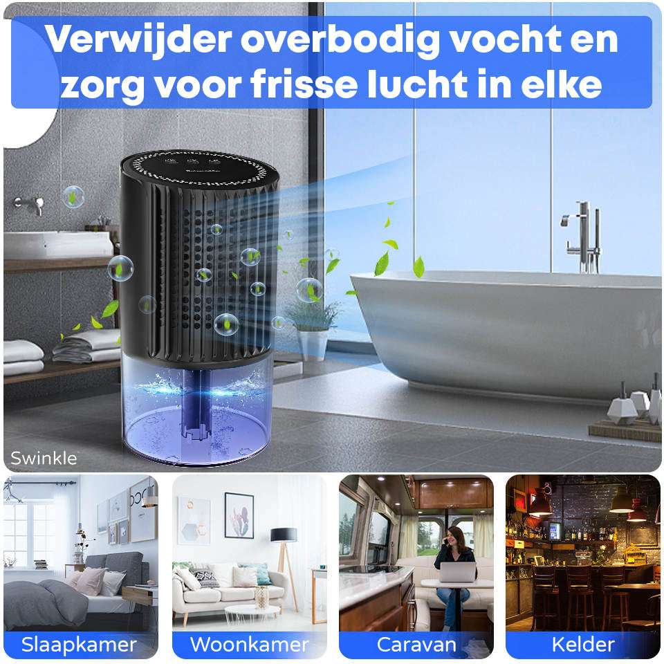 Luchtontvochtiger  - Ontvochtigt tot 350ML per Dag - Earkings