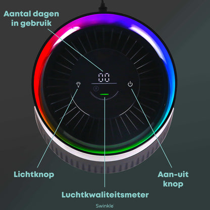 Luchtreiniger - Air Purifier met LED Verlichting en HEPA Filter - Earkings