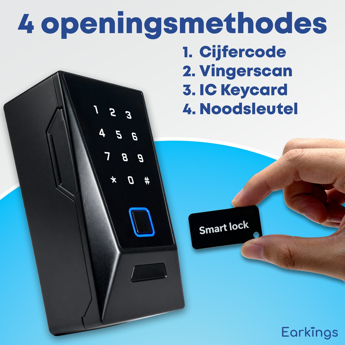 Smart Sleutelkluis met Vingerafdruk, Code & Keycard – Waterdicht IPX6 - Earkings