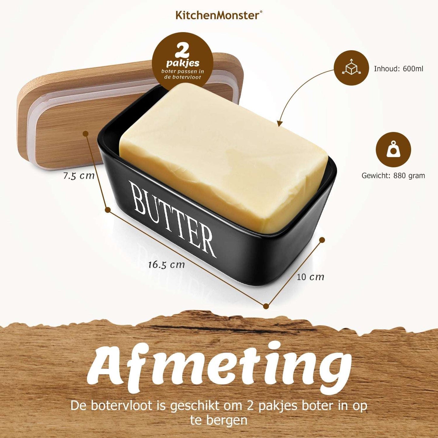KitchenMonster® Botervloot Zwart - Earkings