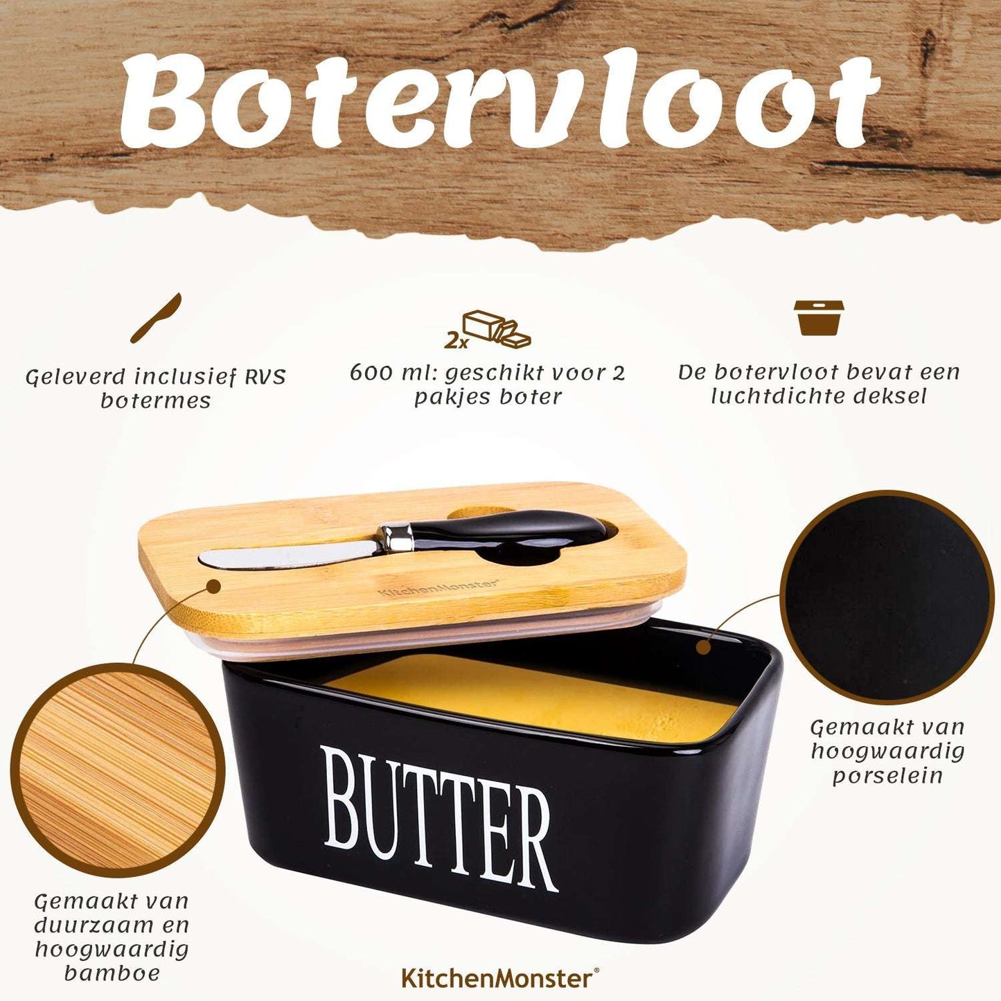 KitchenMonster® Botervloot Zwart - Earkings