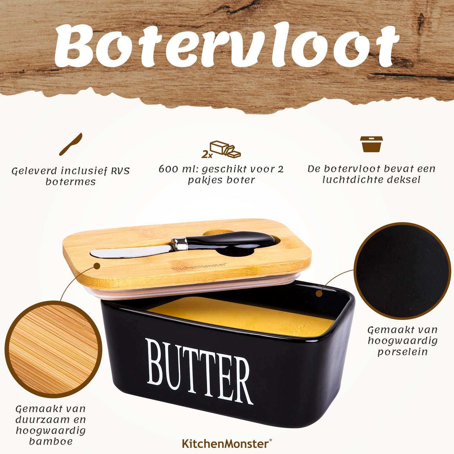 KitchenMonster® Botervloot Zwart - Earkings