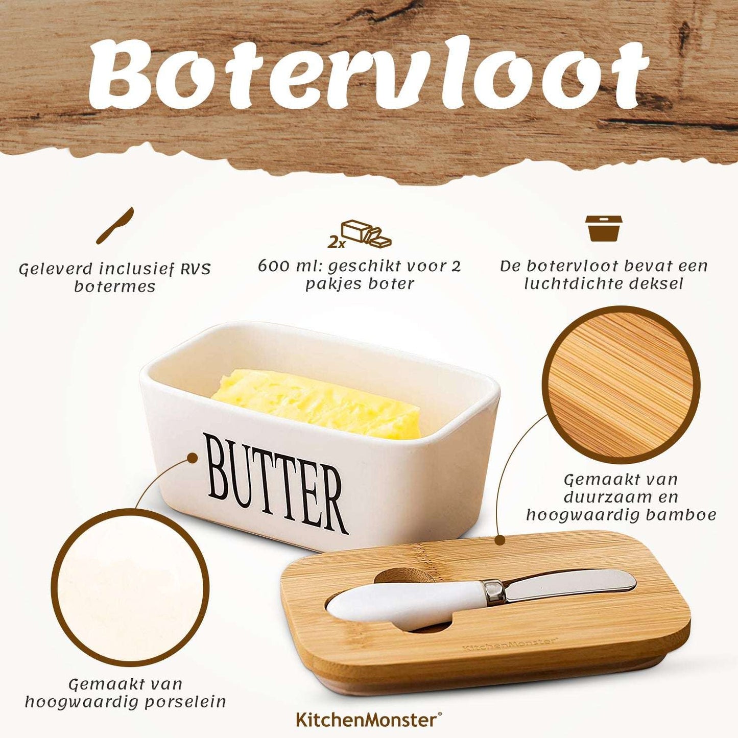 KitchenMonster® Botervloot Wit - Earkings