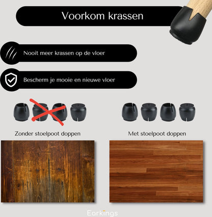 Stoelpoot Beschermers Vloerbeschermer Ø12-16 mm - 24 stuks - Earkings