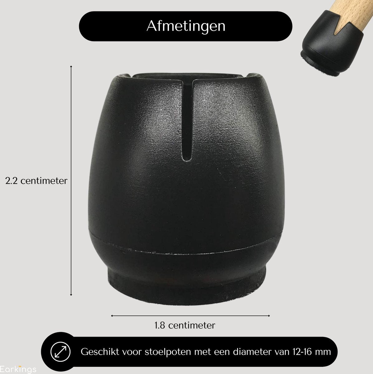Stoelpoot Beschermers Vloerbeschermer Ø12-16 mm - 24 stuks - Earkings