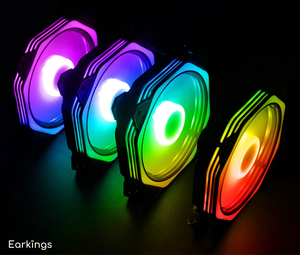 RGB Fan PC fan Set van 4 - 120mm 6-pin - Earkings