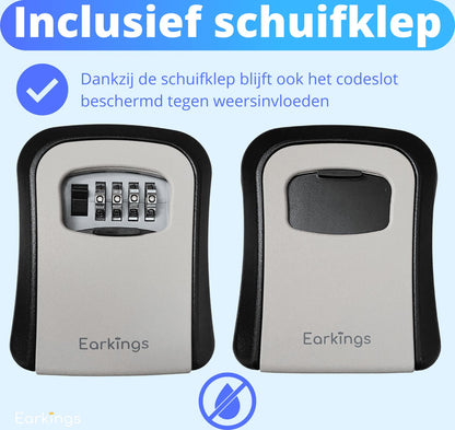 Sleutelkluisje met Code Inclusief Wandmontage - grijs - Earkings