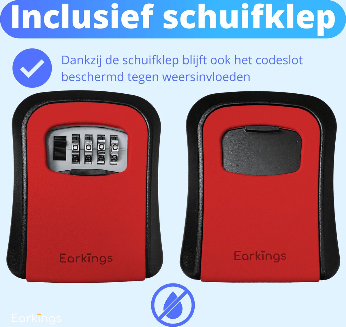 Sleutelkluisje met Code Inclusief Wandmontage - rood - Earkings