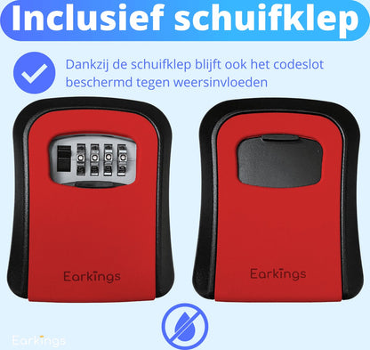 Sleutelkluisje met Code Inclusief Wandmontage - rood - Earkings