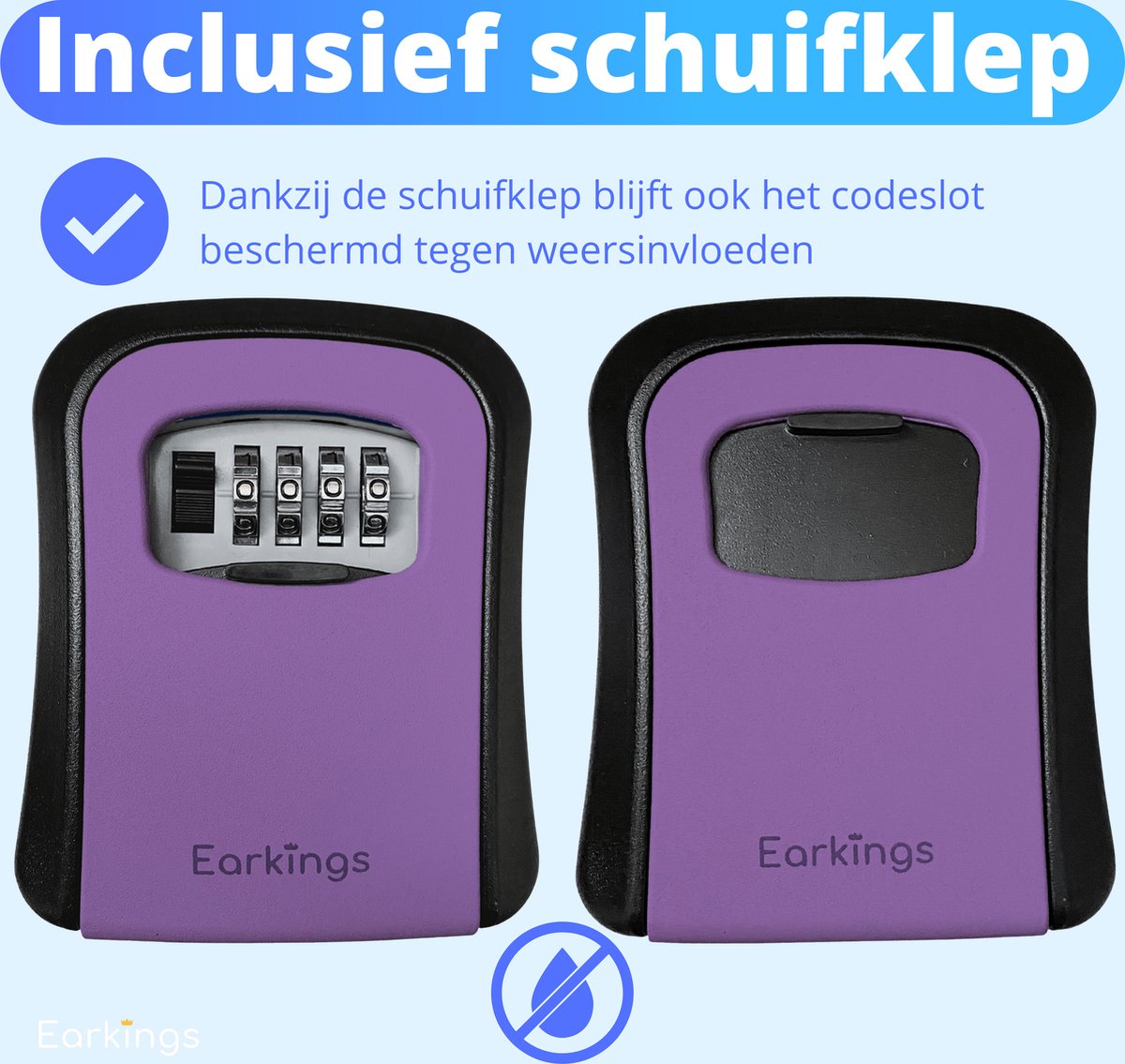 Sleutelkluisje met Code Inclusief Wandmontage - paars - Earkings