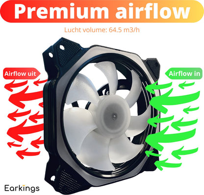 RGB Fan PC fan Set van 4 - 120mm 6-pin - Earkings