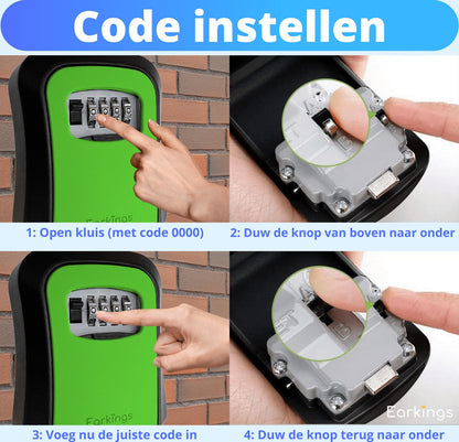 Sleutelkluisje met Code Inclusief Wandmontage - groen - Earkings