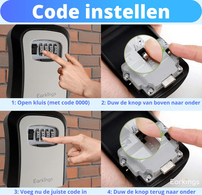 Sleutelkluisje met Code Inclusief Wandmontage - grijs - Earkings