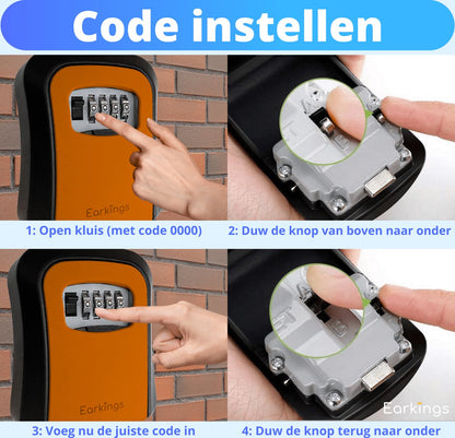 Sleutelkluisje met Code Inclusief Wandmontage - oranje - Earkings