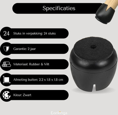 Stoelpoot Beschermers Vloerbeschermer Ø12-16 mm - 24 stuks - Earkings