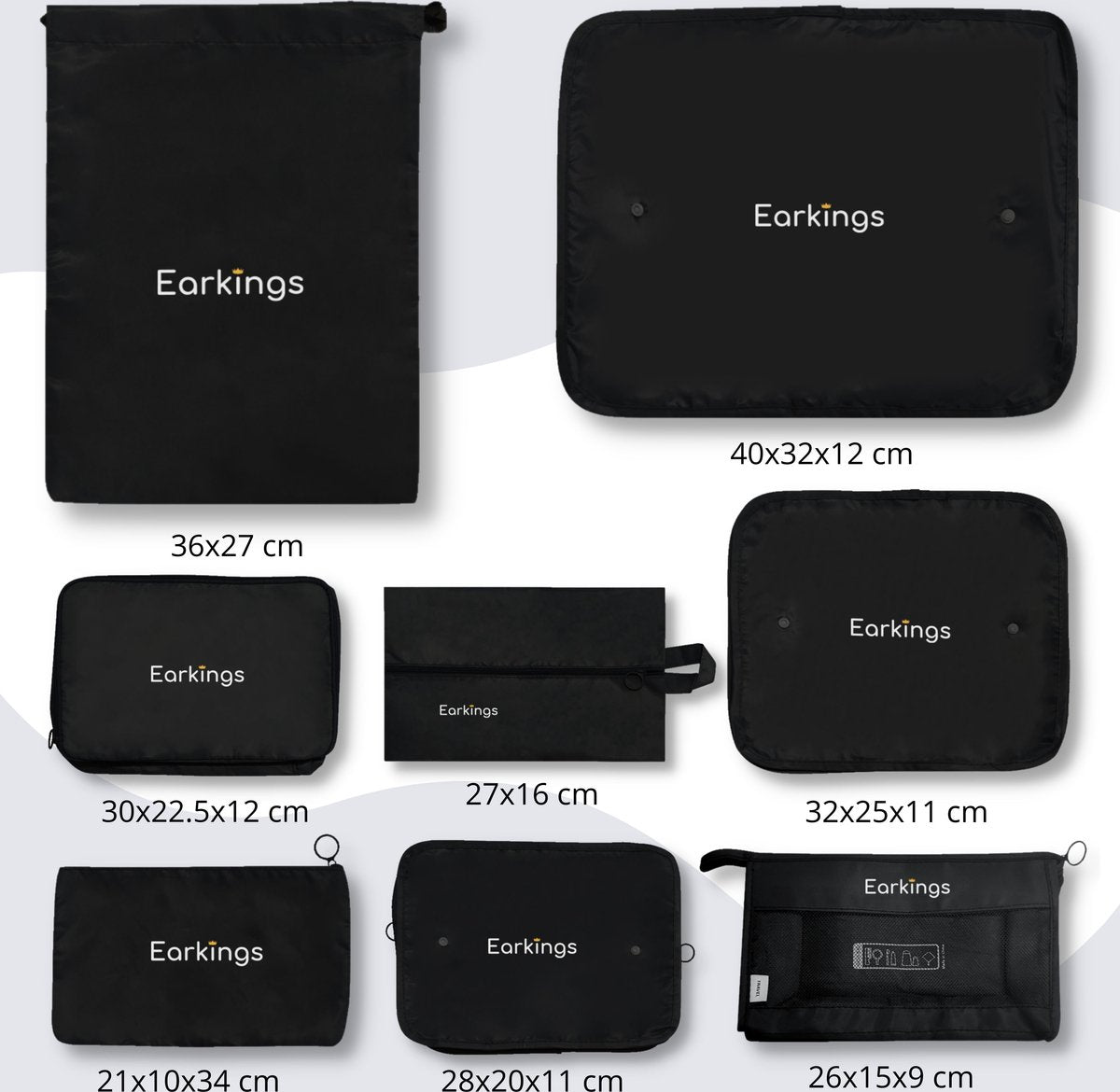 Packing Cubes Koffer Organizer Set - 9-Delige - zwart - Earkings