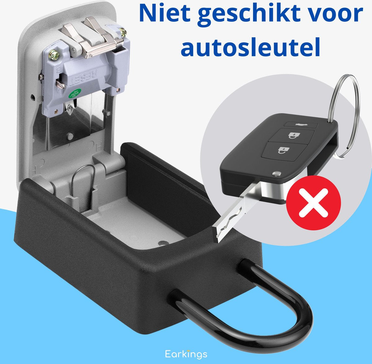 Sleutelkluisje Hangslot met Code Inclusief Wandmontage - Earkings