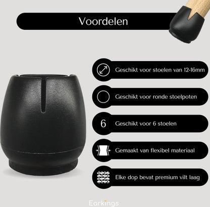 Stoelpoot Beschermers Vloerbeschermer Ø12-16 mm - 24 stuks - Earkings