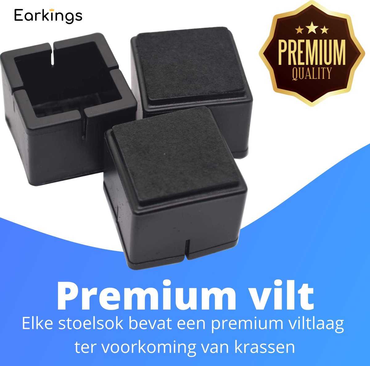 Stoelpoot Beschermers Vloerbeschermer - 24 stuks  - Vierkante voor poten groter dan 35x35mm - Earkings