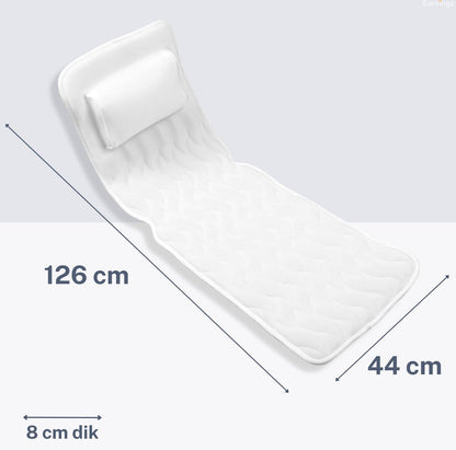 Badkussen Deluxe 126x44x8 cm met Zuignappen en Ophanghaak - Earkings