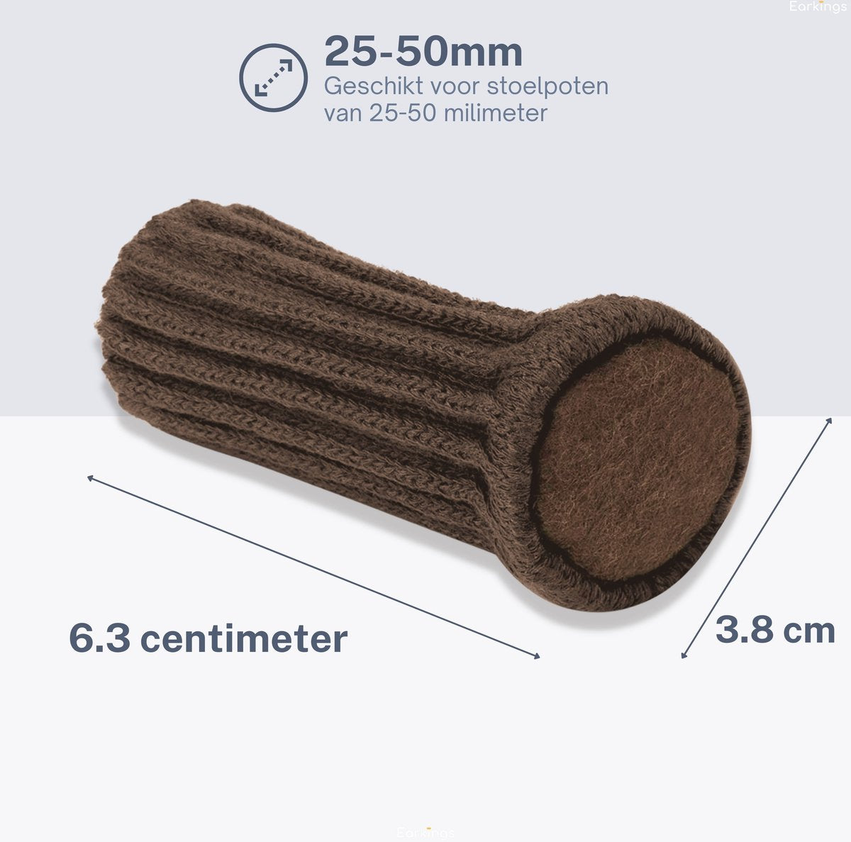 Stoelpoot Beschermers Vloerbeschermer Ø25-50 mm sokken - 24 stuks - bruin - Earkings