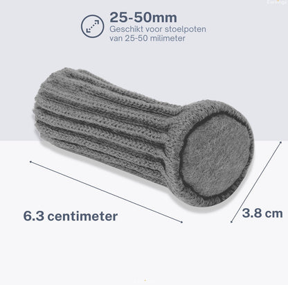 Stoelpoot Beschermers Vloerbeschermer Ø25-50 mm sokken - 24 stuks - grijs - Earkings