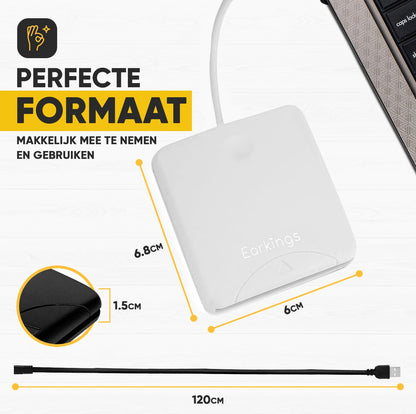 eID Kaartlezer Identiteitskaartlezer - wit - Earkings