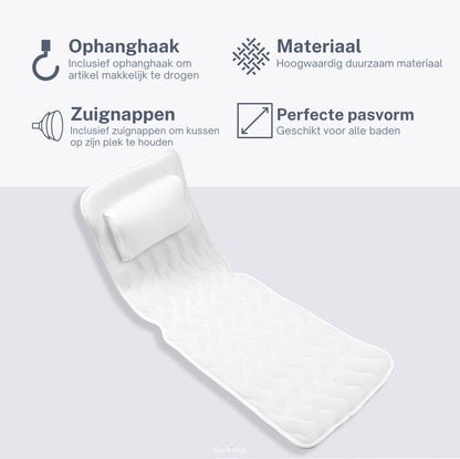 Badkussen Deluxe 126x44x8 cm met Zuignappen en Ophanghaak - Earkings