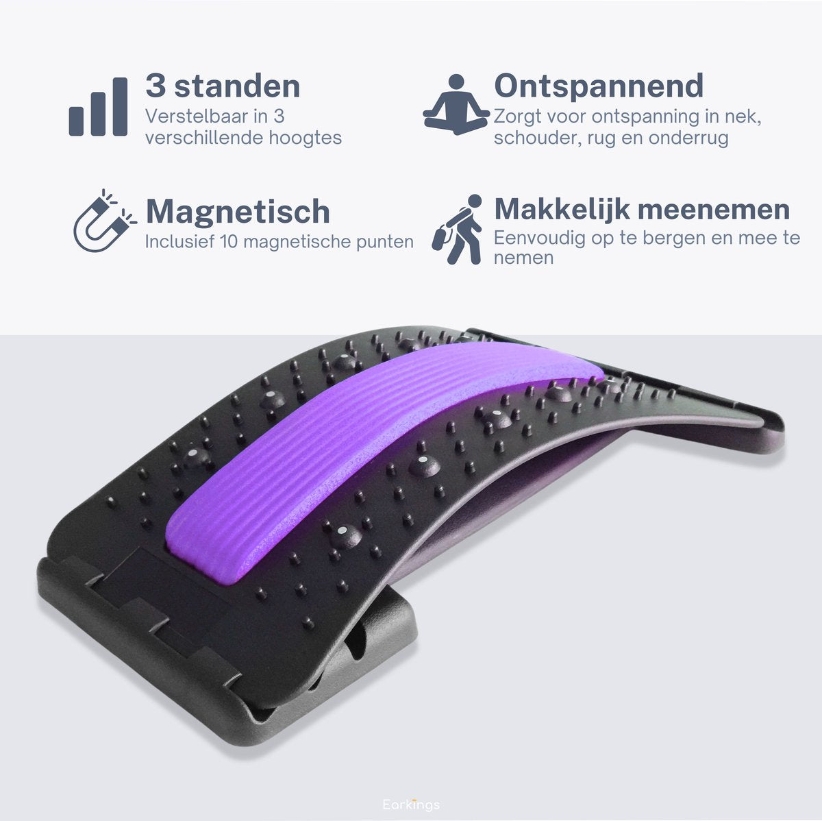 Backstretcher Massage Apparaat met Zachte Pads - paars - Earkings