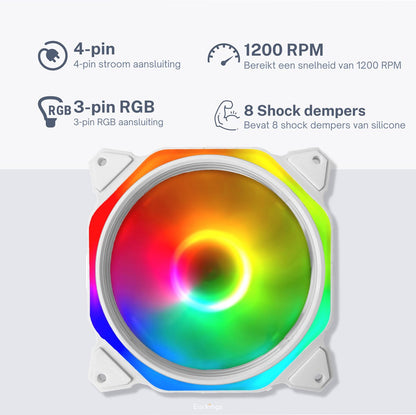 RGB Fan PC case fan - 120mm 4-pin - wit - Earkings