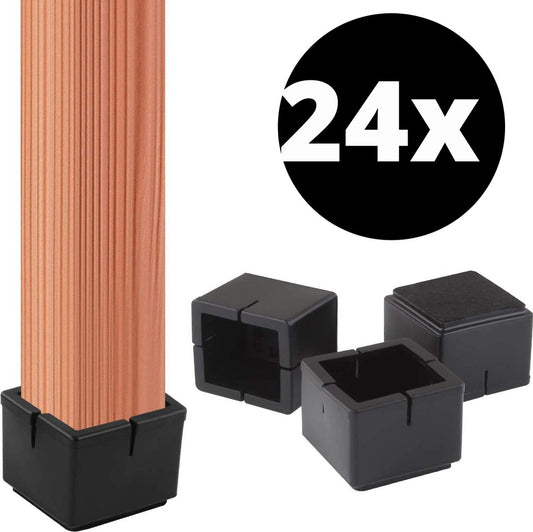 Stoelpoot Beschermers Vloerbeschermer - 24 stuks  - Vierkante voor poten groter dan 35x35mm - Earkings