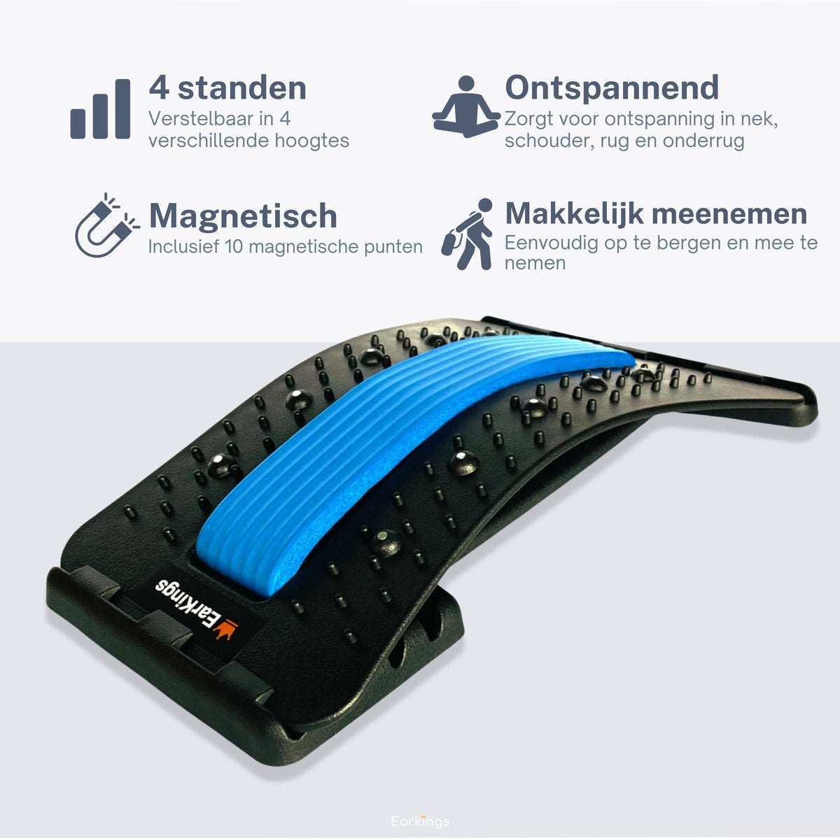 Backstretcher Massage Apparaat met Zachte Pads - 4 Standen V3 - Earkings