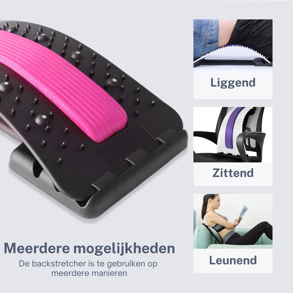 Backstretcher Massage Apparaat met Zachte Pads - roze - Earkings