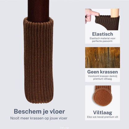Stoelpoot Beschermers Vloerbeschermer Ø25-50 mm sokken - 24 stuks - bruin - Earkings