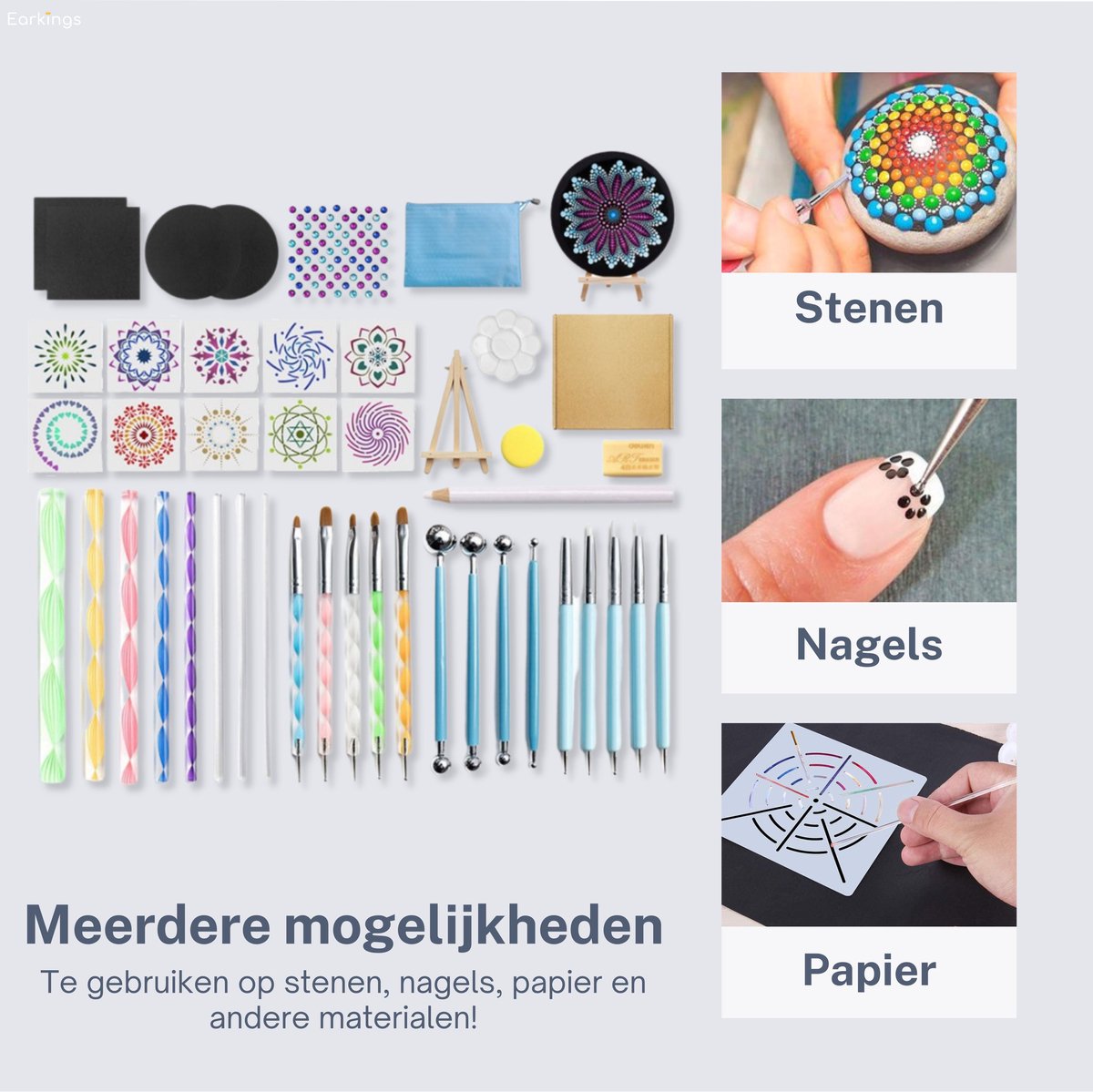 Dotting Tools 43 delig Mandala - inclusief Sjabloon - Earkings