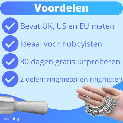 Ringmeter - Ringmaat meter voor elke Ringmaat - Ring sizer - Earkings