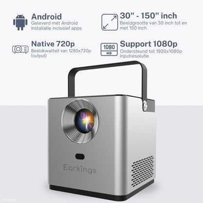 Beamer Projector inclusief Afstandsbediening met Android Apps - Earkings