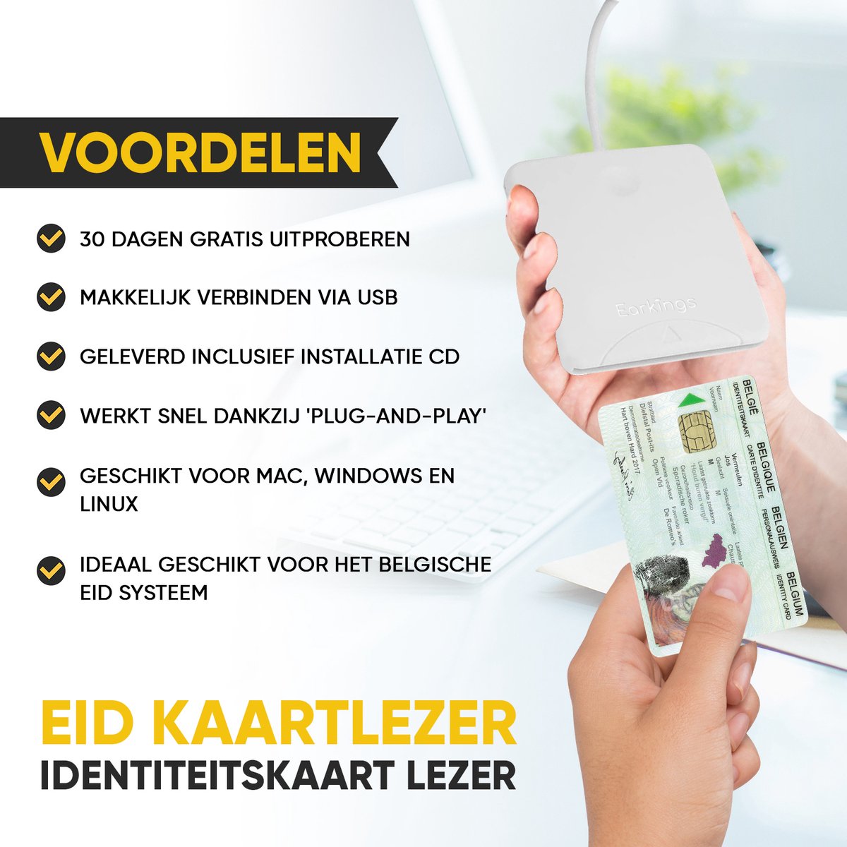 eID Kaartlezer Identiteitskaartlezer - wit - Earkings