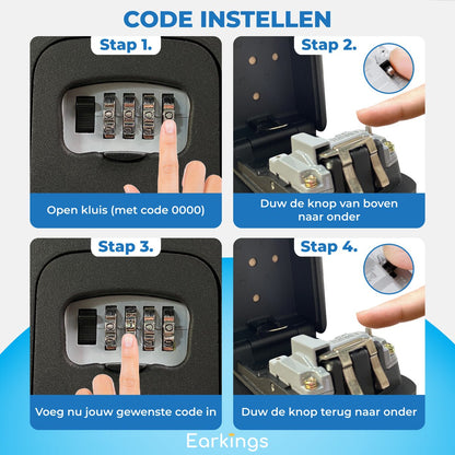 Sleutelkluisje Hangslot met Code Inclusief Wandmontage - Earkings