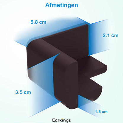 Hoekbeschermer Stootrand van Zacht Foam - Set van 12 - bruin - Earkings