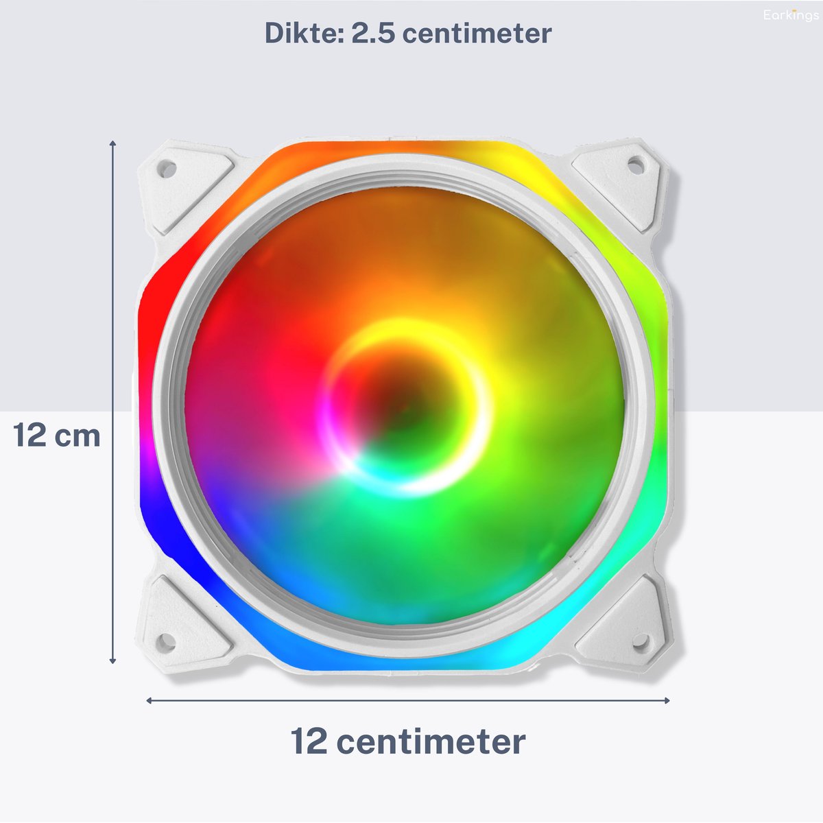 RGB Fan PC case fan - 120mm 4-pin - wit - Earkings