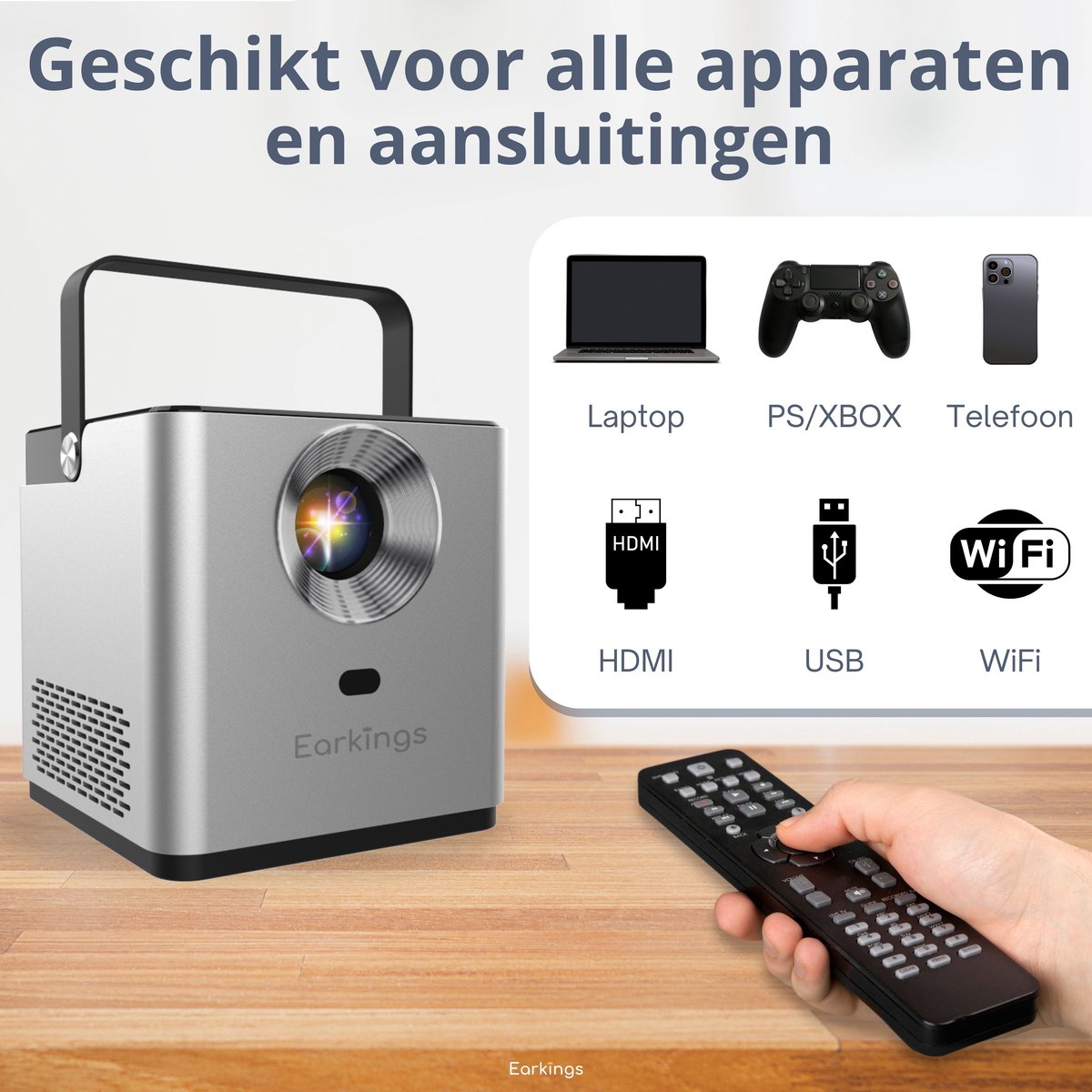 Beamer Projector inclusief Afstandsbediening met Android Apps - Earkings